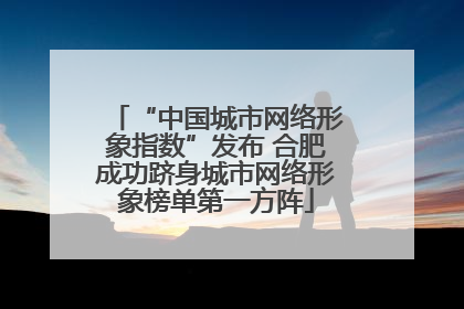 “中国城市网络形象指数”发布 合肥成功跻身城市网络形象榜单第一方阵