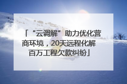 “云调解”助力优化营商环境，20天远程化解百万工程欠款纠纷