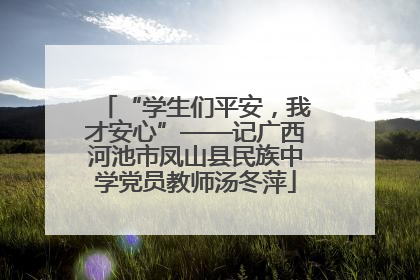 “学生们平安，我才安心”——记广西河池市凤山县民族中学党员教师汤冬萍