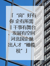 “岗”好有你 企有所需丨干事有舞台、发展有空间 河北国企抛出人才“橄榄枝”