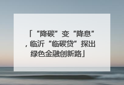 “降碳”变“降息”，临沂“临碳贷”探出绿色金融创新路