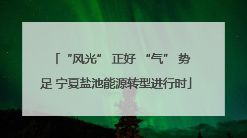 “风光” 正好 “气” 势足 宁夏盐池能源转型进行时