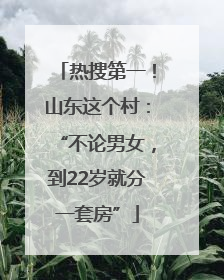 热搜第一！山东这个村：“不论男女，到22岁就分一套房”