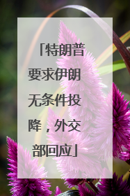 特朗普要求伊朗无条件投降，外交部回应