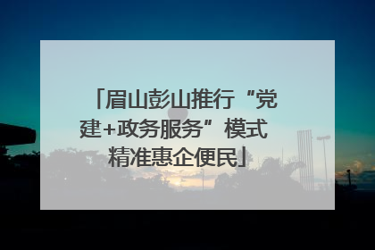 眉山彭山推行“党建+政务服务”模式 精准惠企便民