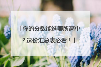 你的分数能选哪所高中？这份汇总表必看！