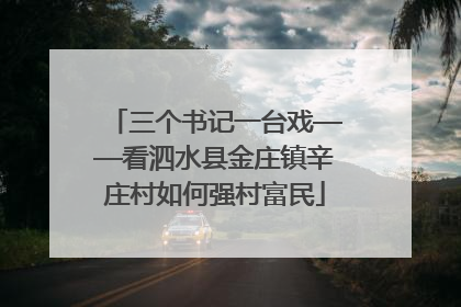 三个书记一台戏——看泗水县金庄镇辛庄村如何强村富民
