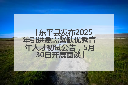 东平县发布2025年引进急需紧缺优秀青年人才初试公告，5月30日开展面谈