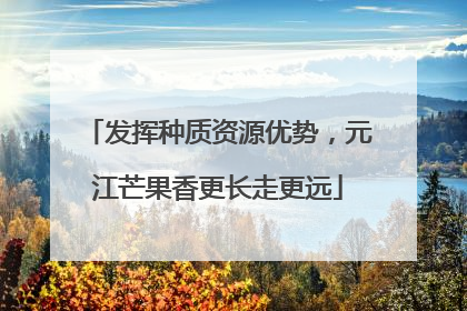 发挥种质资源优势，元江芒果香更长走更远