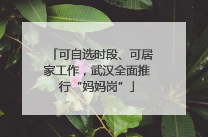 可自选时段、可居家工作，武汉全面推行“妈妈岗”