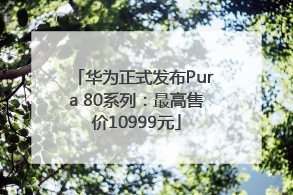 华为正式发布Pura 80系列：最高售价10999元