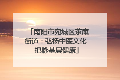 南阳市宛城区茶庵街道：弘扬中医文化 把脉基层健康