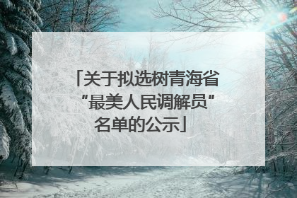 关于拟选树青海省“最美人民调解员” 名单的公示