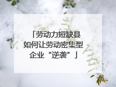 劳动力短缺县 如何让劳动密集型企业“逆袭”