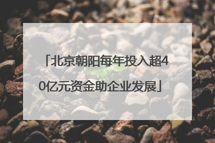 北京朝阳每年投入超40亿元资金助企业发展