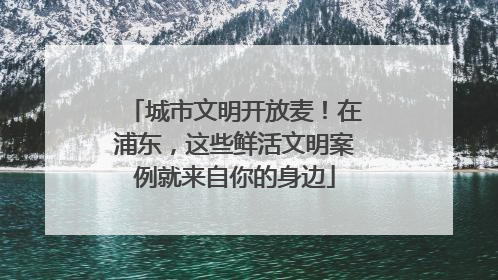 城市文明开放麦！在浦东，这些鲜活文明案例就来自你的身边