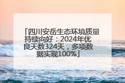 四川安岳生态环境质量持续向好：2024年优良天数324天，多项数据实现100%