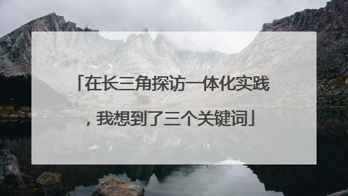 在长三角探访一体化实践，我想到了三个关键词