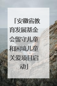 安徽省教育发展基金会留守儿童和困境儿童关爱项目启动