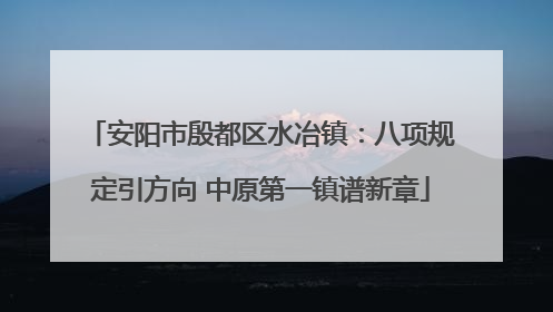 安阳市殷都区水冶镇：八项规定引方向 中原第一镇谱新章