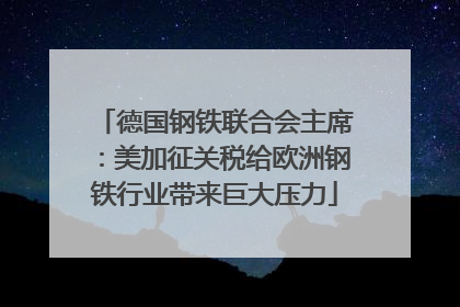 德国钢铁联合会主席：美加征关税给欧洲钢铁行业带来巨大压力