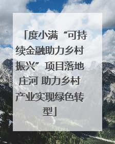 度小满“可持续金融助力乡村振兴”项目落地庄河 助力乡村产业实现绿色转型