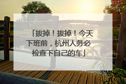 拔掉！拔掉！今天下班前，杭州人务必检查下自己的车