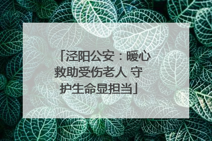 泾阳公安：暖心救助受伤老人 守护生命显担当