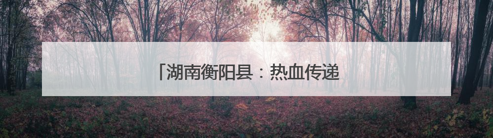湖南衡阳县：热血传递希望 爱心点亮生命