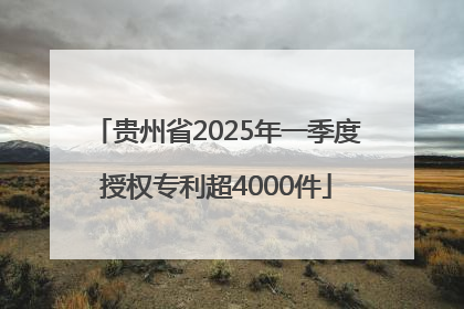 贵州省2025年一季度授权专利超4000件