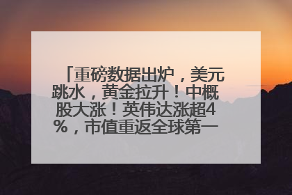 重磅数据出炉，美元跳水，黄金拉升！中概股大涨！英伟达涨超4%，市值重返全球第一！黄仁勋计划出售至多600万股股票