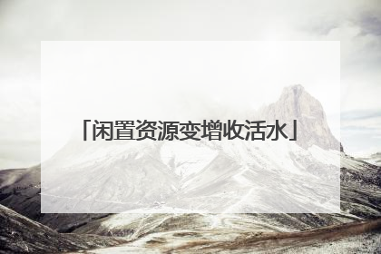闲置资源变增收活水