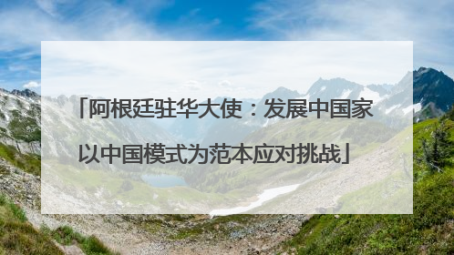 阿根廷驻华大使：发展中国家以中国模式为范本应对挑战