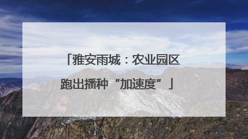 雅安雨城：农业园区跑出播种“加速度”