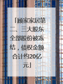 顾家家居第二、三大股东全部股份被冻结，债权金额合计约20亿元