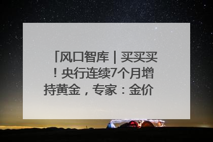 风口智库｜买买买！央行连续7个月增持黄金，专家：金价或仍易涨难跌
