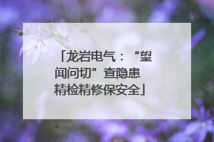 龙岩电气：“望闻问切”查隐患 精检精修保安全