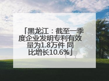黑龙江：截至一季度企业发明专利有效量为1.8万件 同比增长10.6%