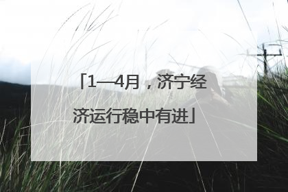 1—4月，济宁经济运行稳中有进