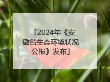 2024年《安徽省生态环境状况公报》发布