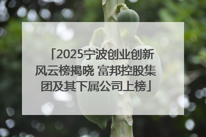 2025宁波创业创新风云榜揭晓 富邦控股集团及其下属公司上榜
