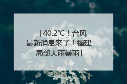 40.2℃！台风最新消息来了！福建局部大雨暴雨